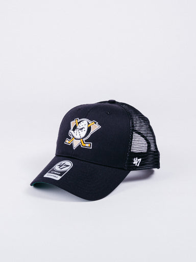 gorra 47 BRANSON MVP Anaheim Ducks Trucker Black visera curva rejilla patos