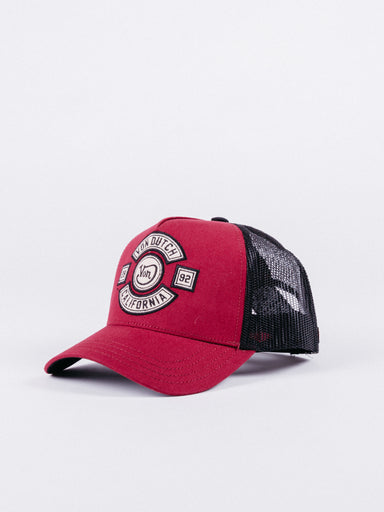 gorra von dutch BIC/BOR Trucker Burgundy/Black visera curva ajustable rejilla granate negro