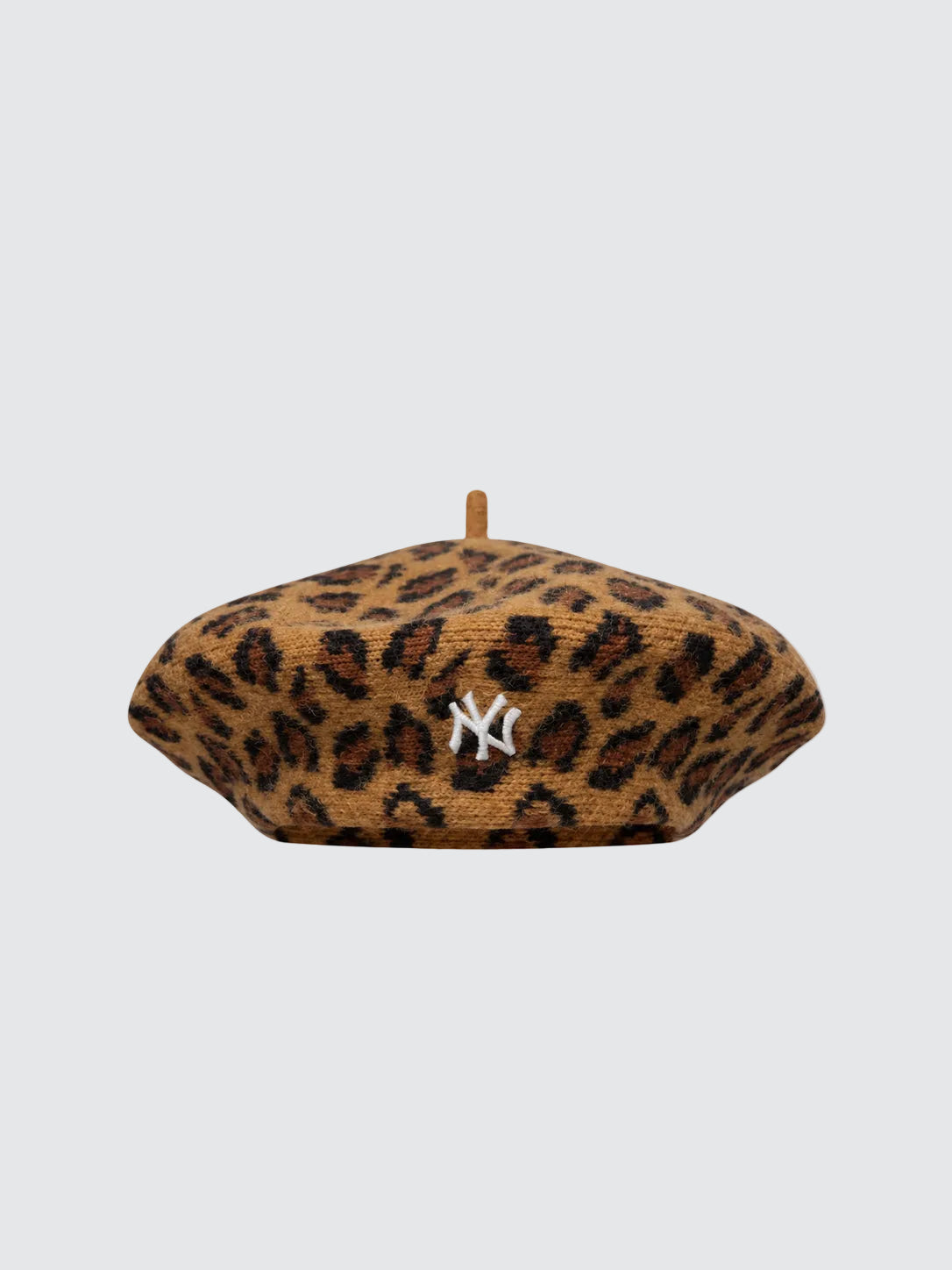 Wool Beret New York Yankees Leopard Beige