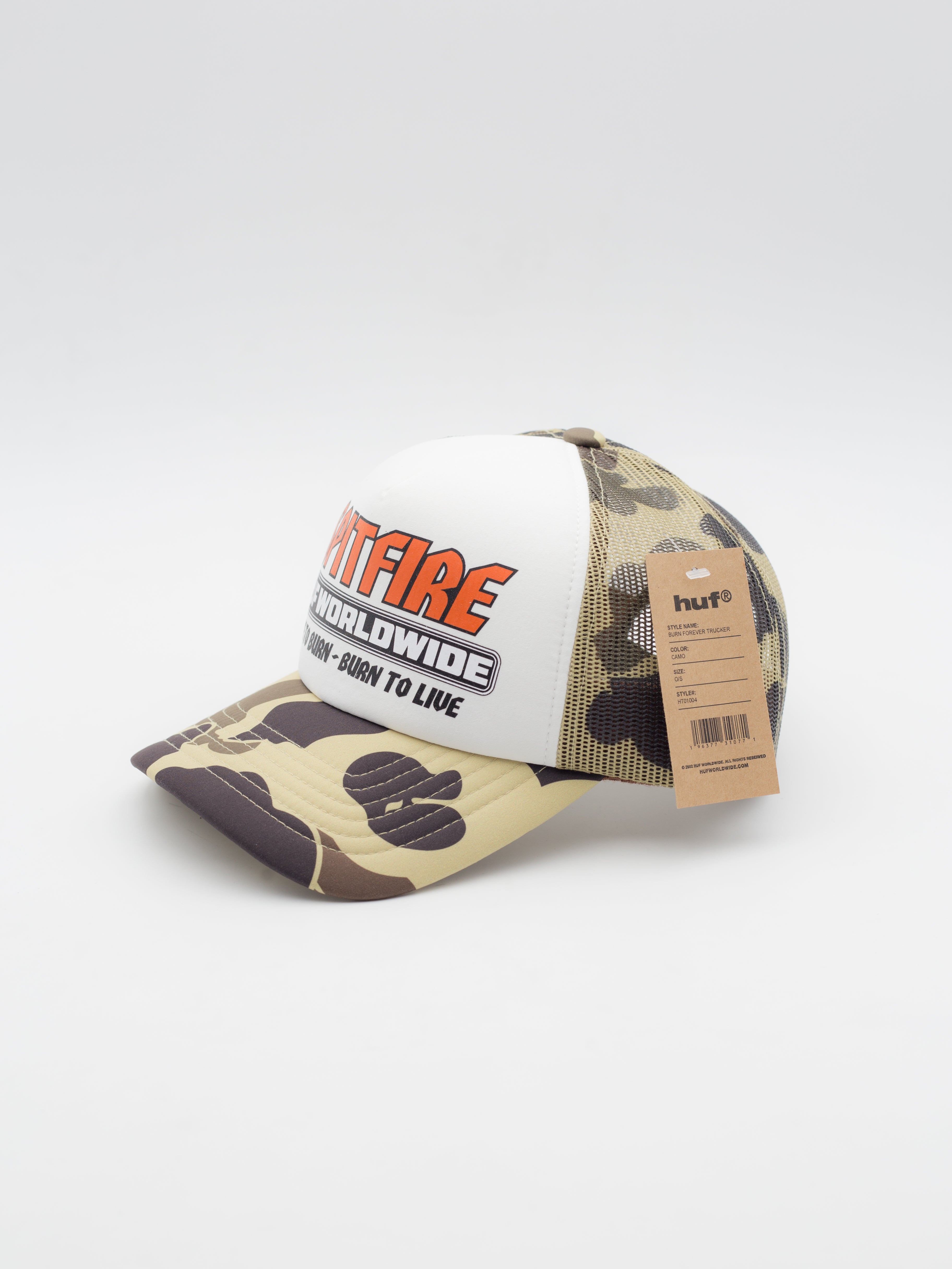 HUF x Spitfire Burn Forever Trucker White/Camouflage