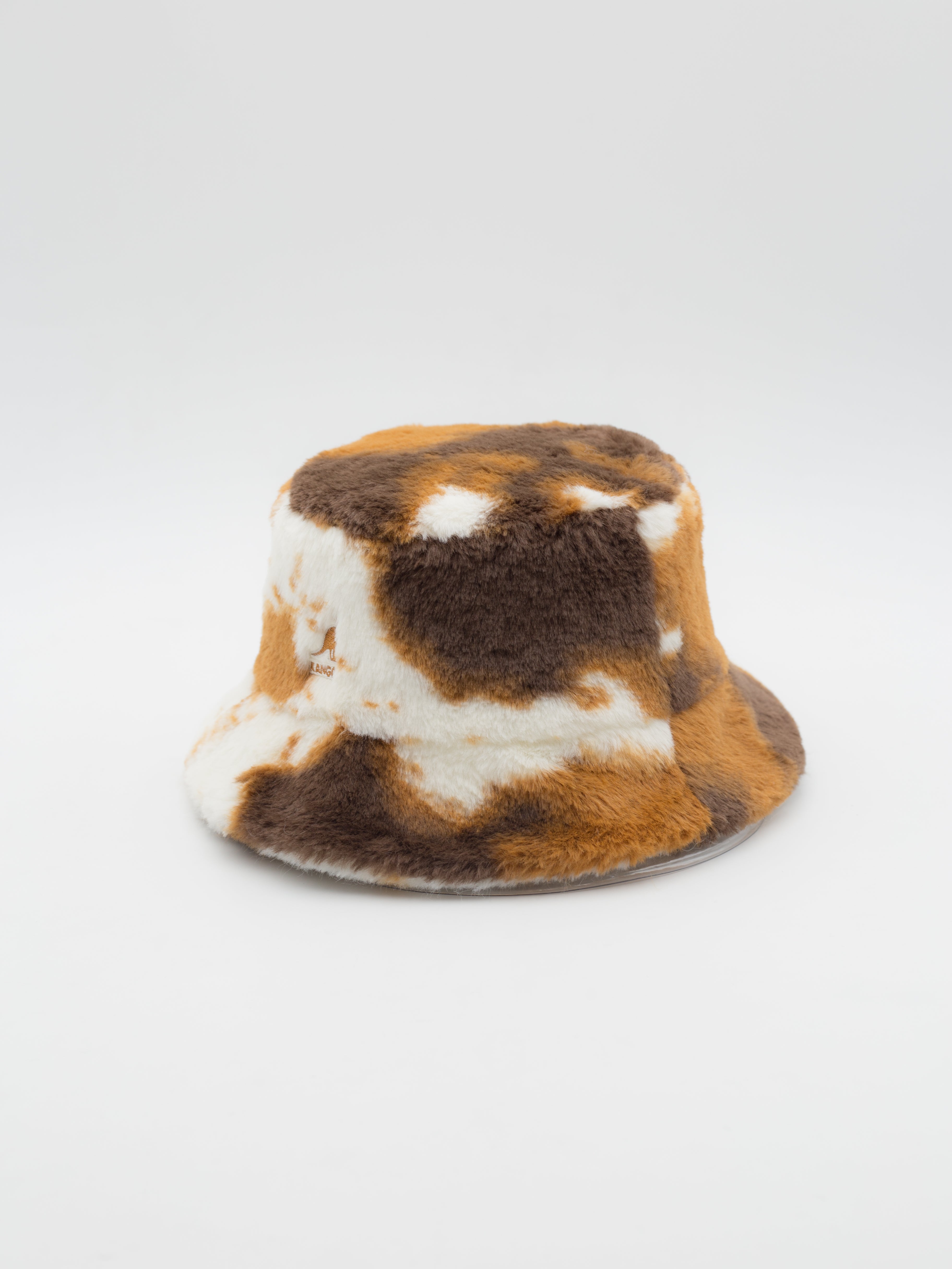 Faux Fur Bucket Brown/White Cow