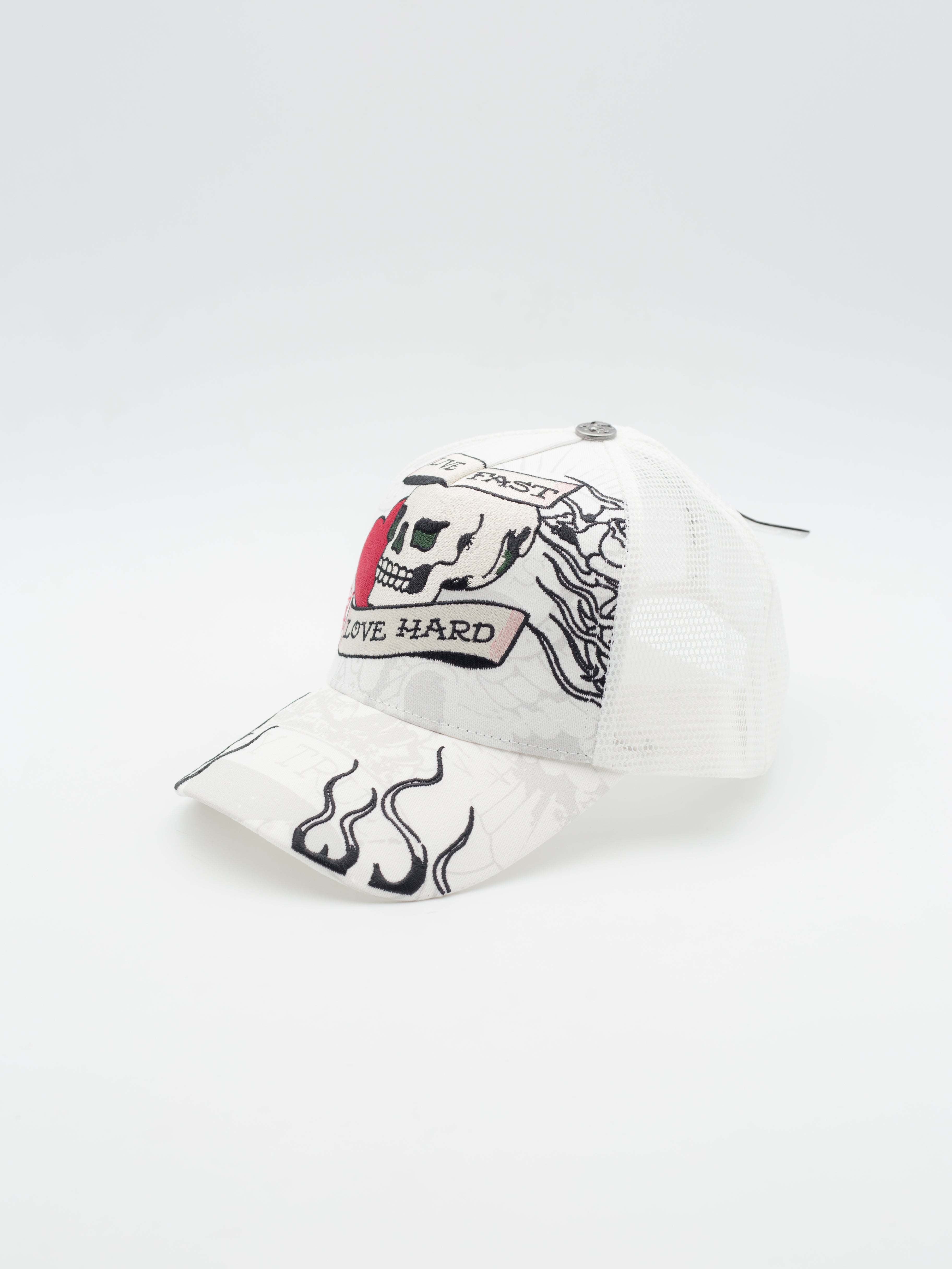 Live Fast Love Hard Trucker White