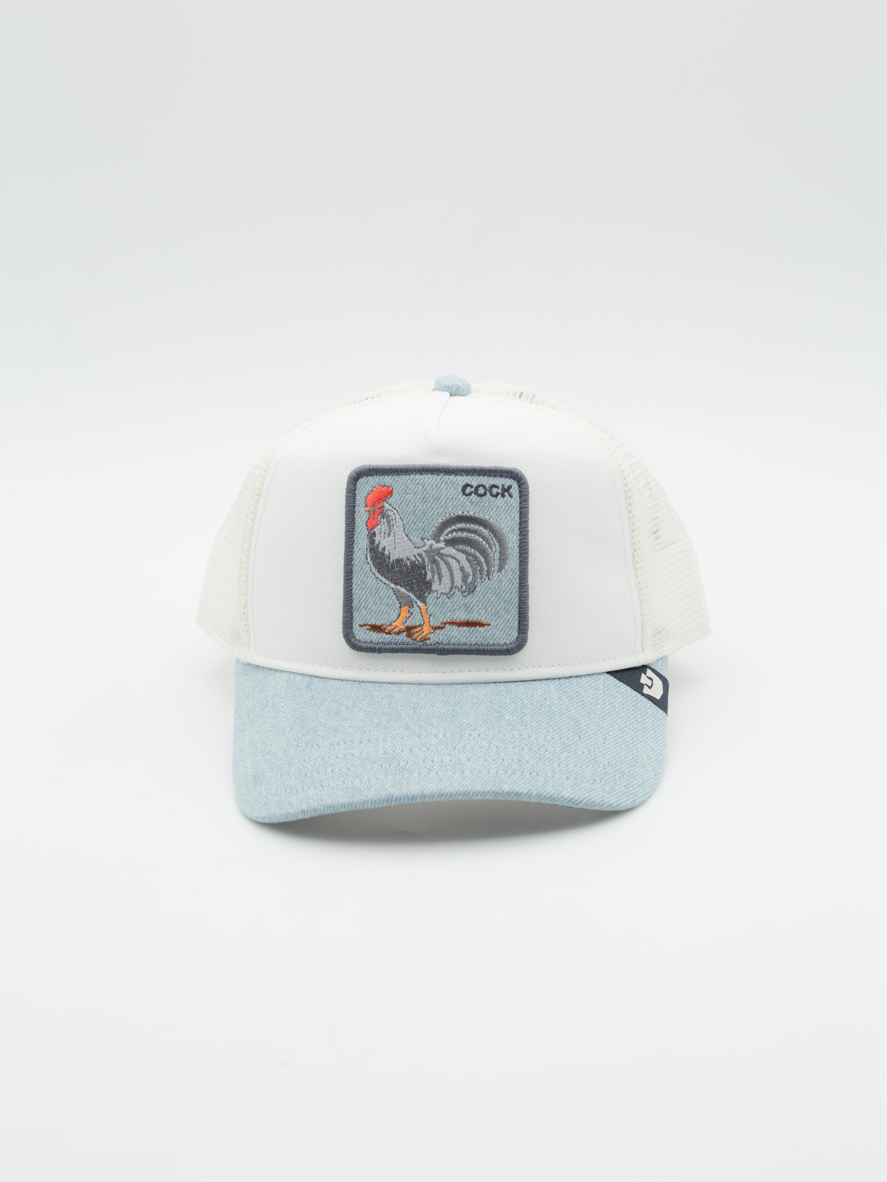 Denim Rooster Trucker White/Blue