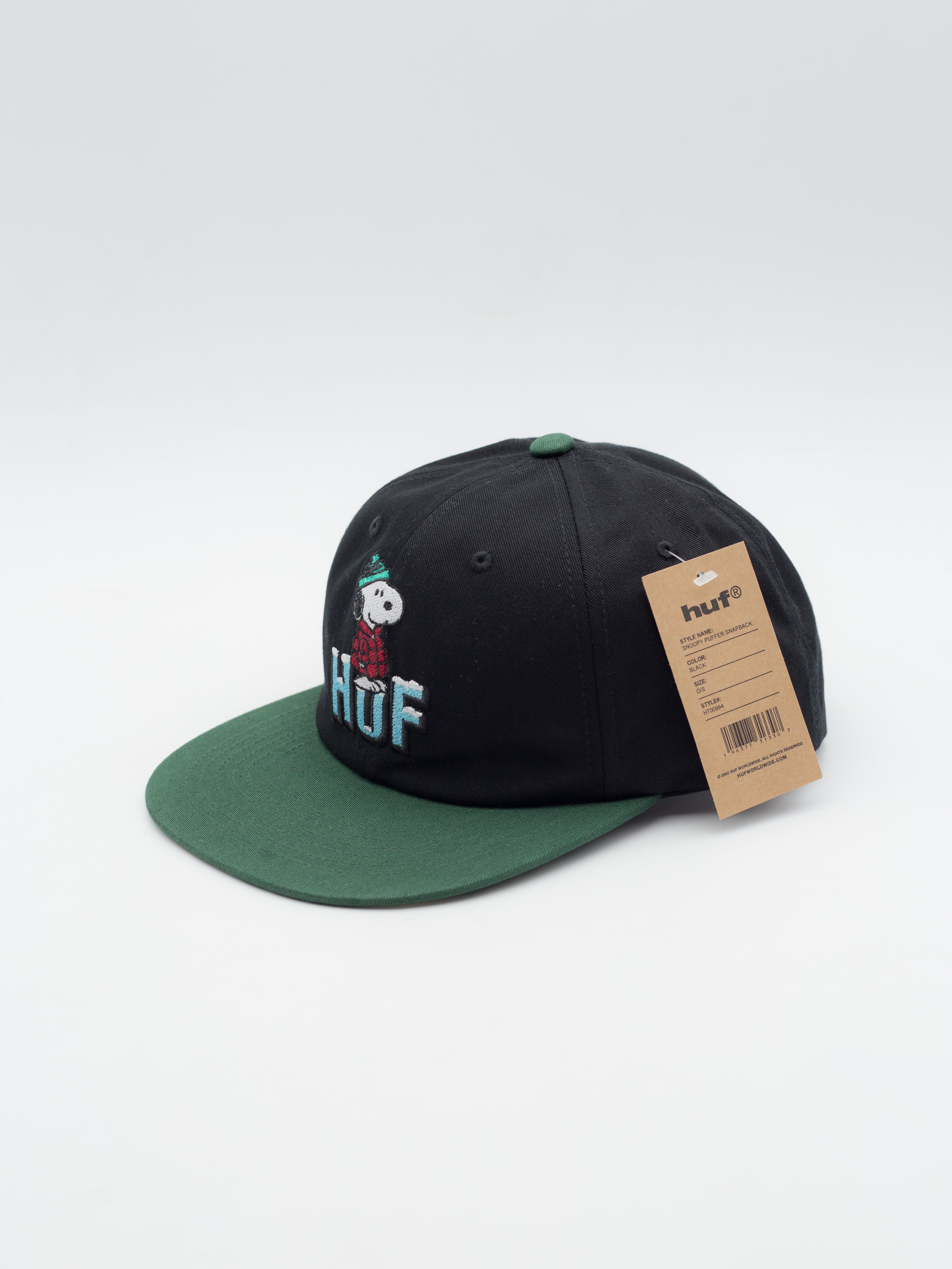 Snoopy Puffer Snapback Black