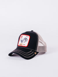 gorra trucker  goorin bros cock gallo negra visera curva rejilla camionero parche animales gallo cock