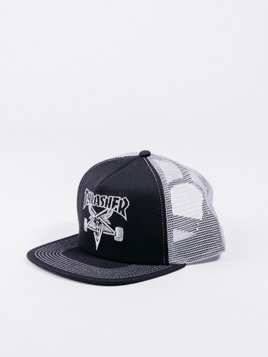 gorra thrasher skategoat embroidered mesh cap negro gris